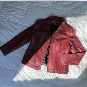 Women's Burgundy Leather Jacket